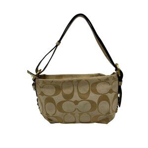 Coach Beige Monogram Canvas Hobo Shoulder Bag F15068